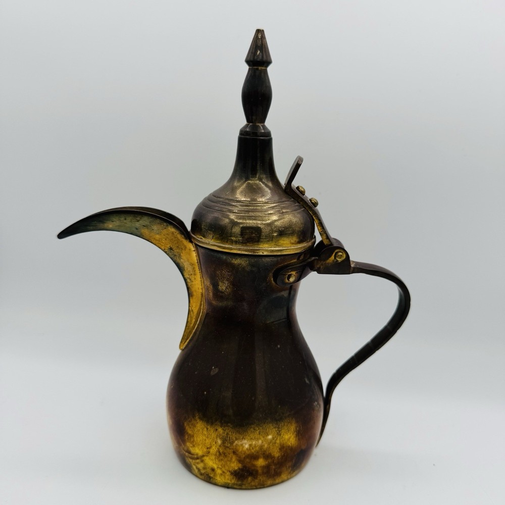 Arabic Dallah Brass Coffee Pot Cups VTG