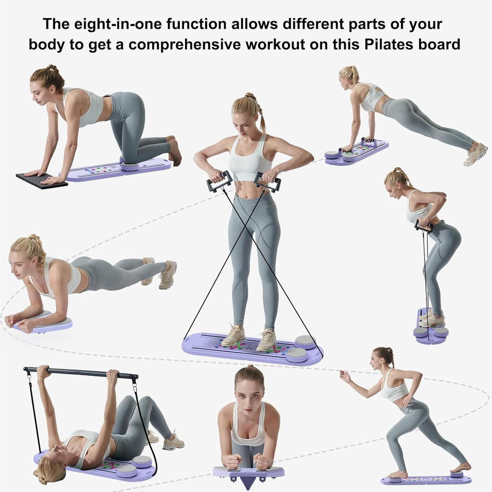Pilates Board - Updated Pilates Reformer Machine Set, Multi-Purpose Foldable Pil