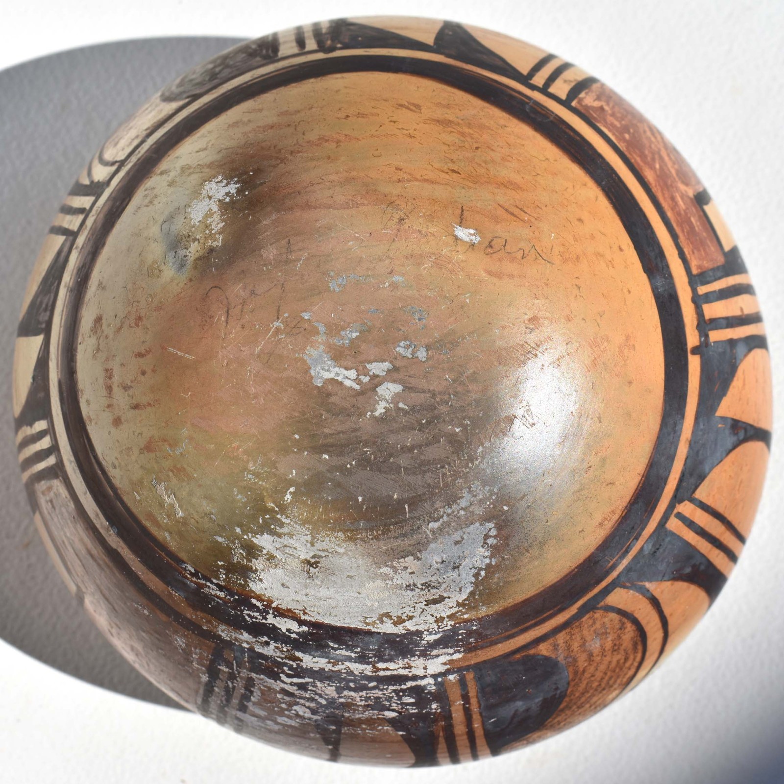 20th C Antique Hopi Sikyatki Revival - Yellow Ware Pot - Polychrome Olla Bowl