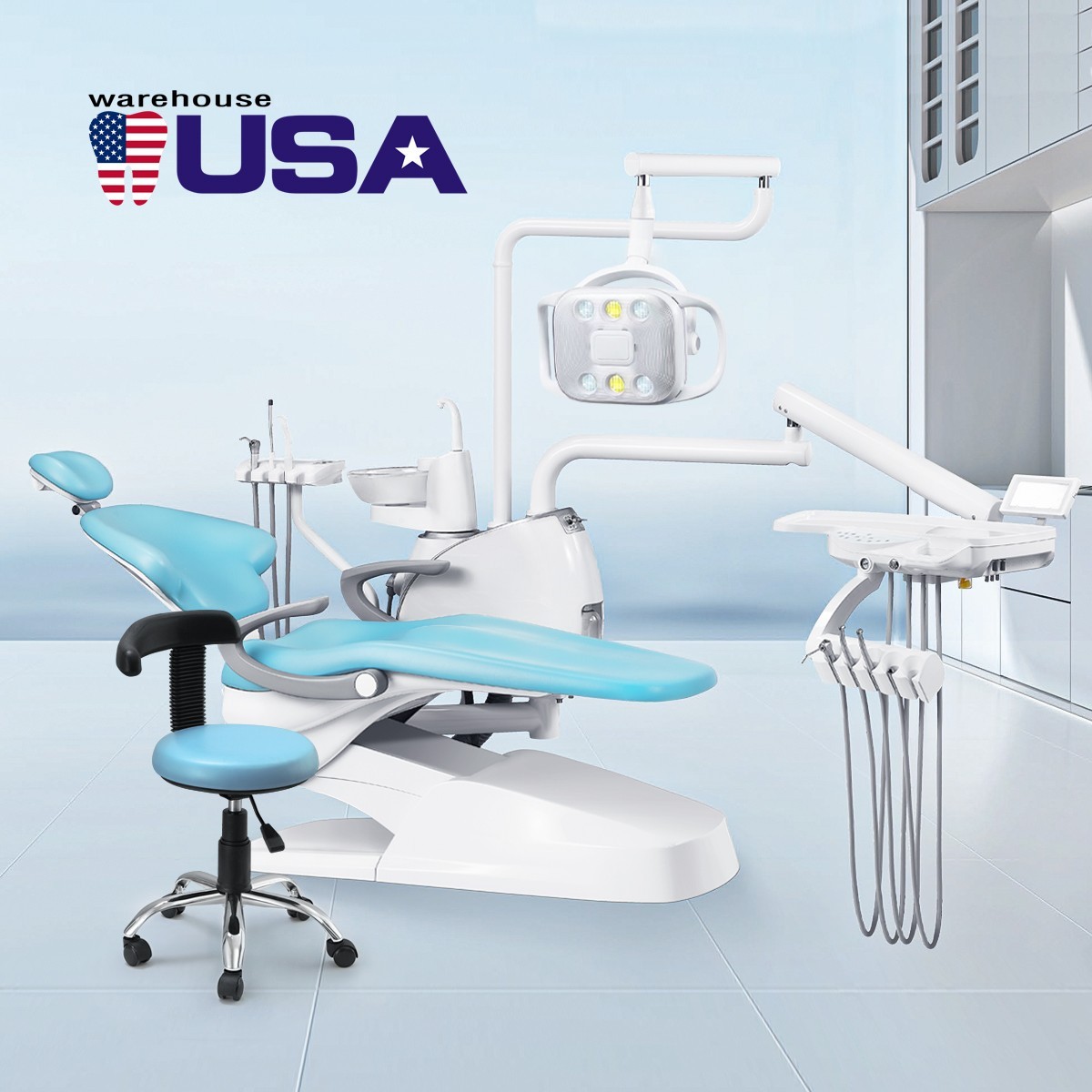 Dental Unit Chair DC Motor Computer Controlled PU Leather Integral Doctor Stool