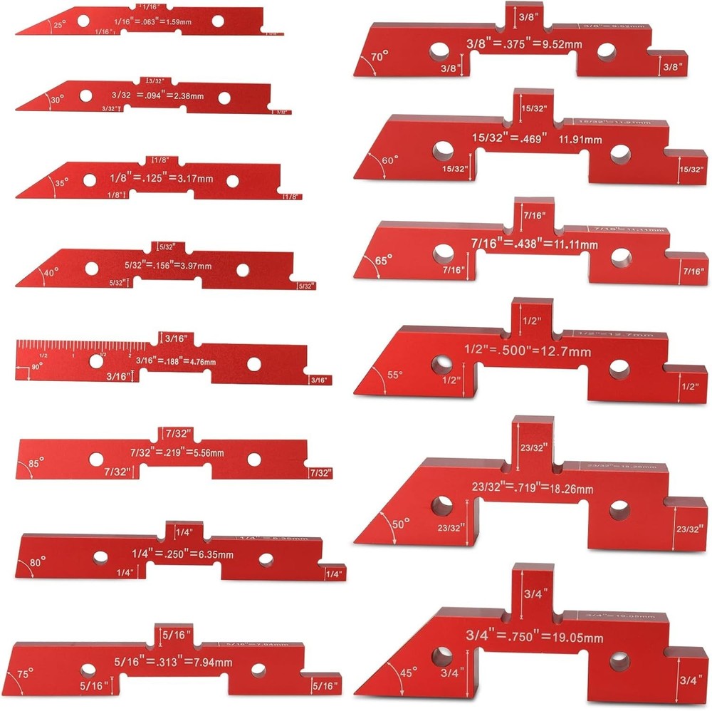 Compact 14PCS Router and Saw Precision Alignment Gauge Set with Storage Case