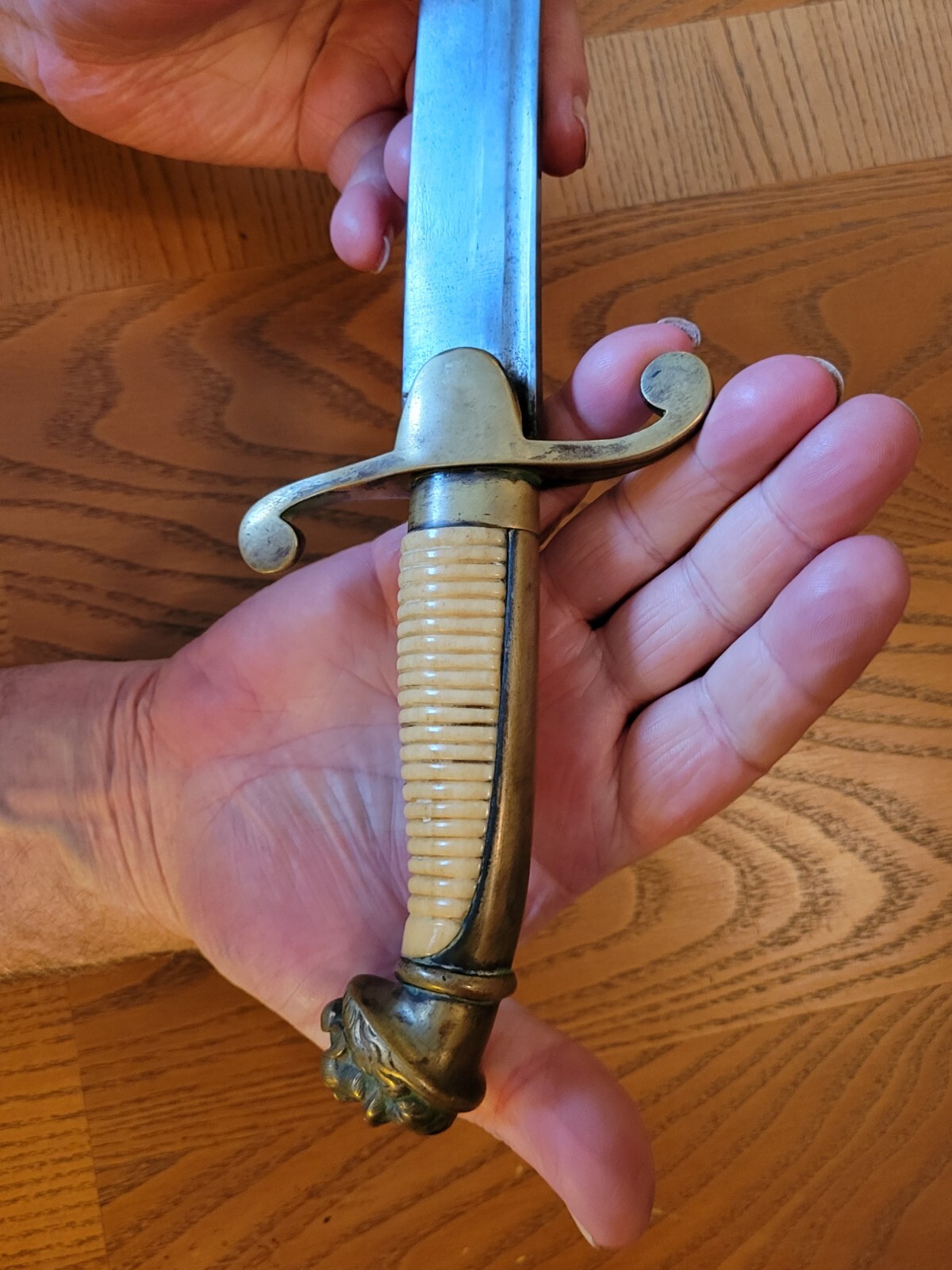 Antique Lion's Head Dagger Knife with Original Sheath, Circa 1840