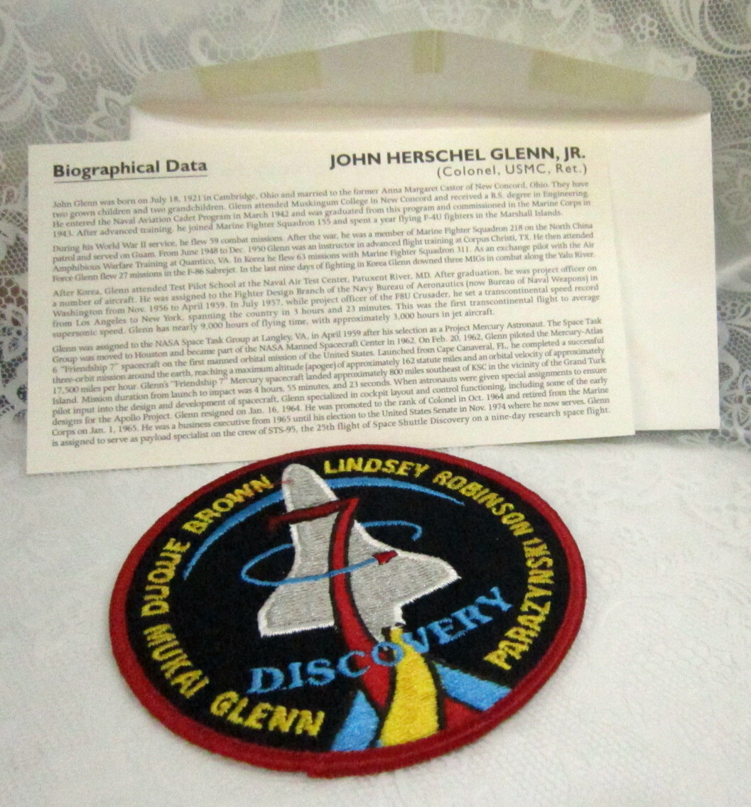 DISCOVERY 7 NASA PATCH John Glenn Mukai Duque Brown Lindsey Robinson Parazynski+