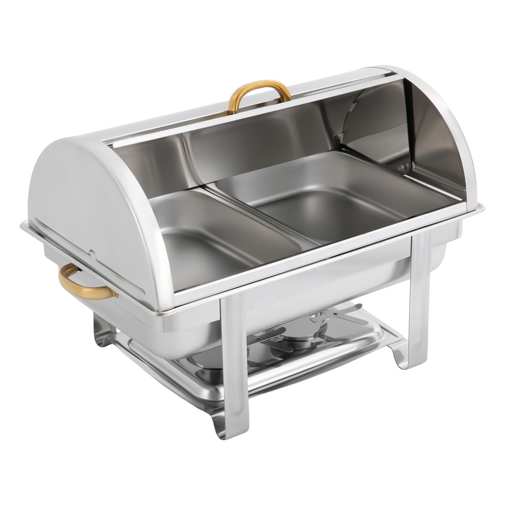 9L Rectangular Stainless Steel Double-compartment Chafing Dish Buffet Warmer HOT