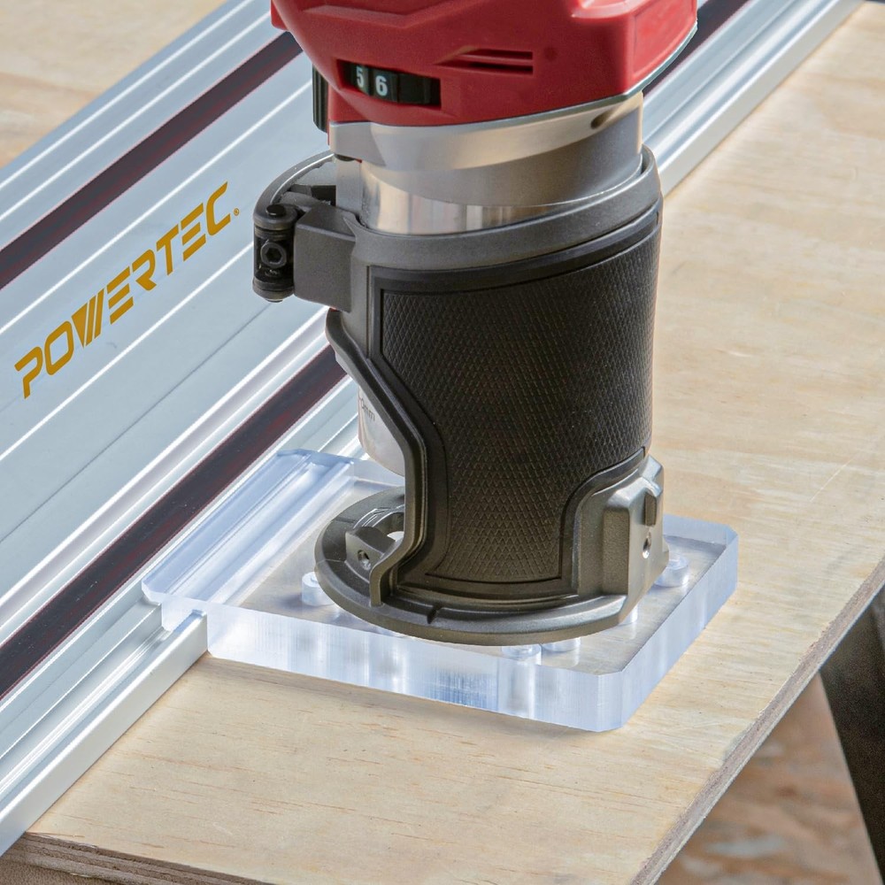 POWERTEC Guide Rail Adapter for Fixed Base Trim Routers. Fits Fixed Base DeWa...