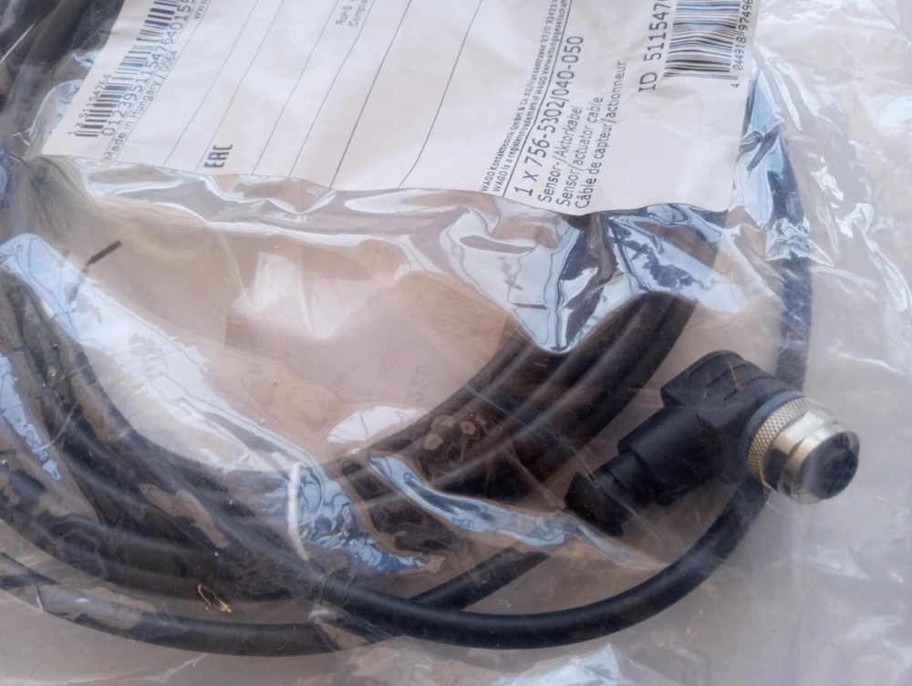 WAGO 756-5302/040-050 Sensor/Actuator cable; M12A socket; angled; 4-pole, 5 m