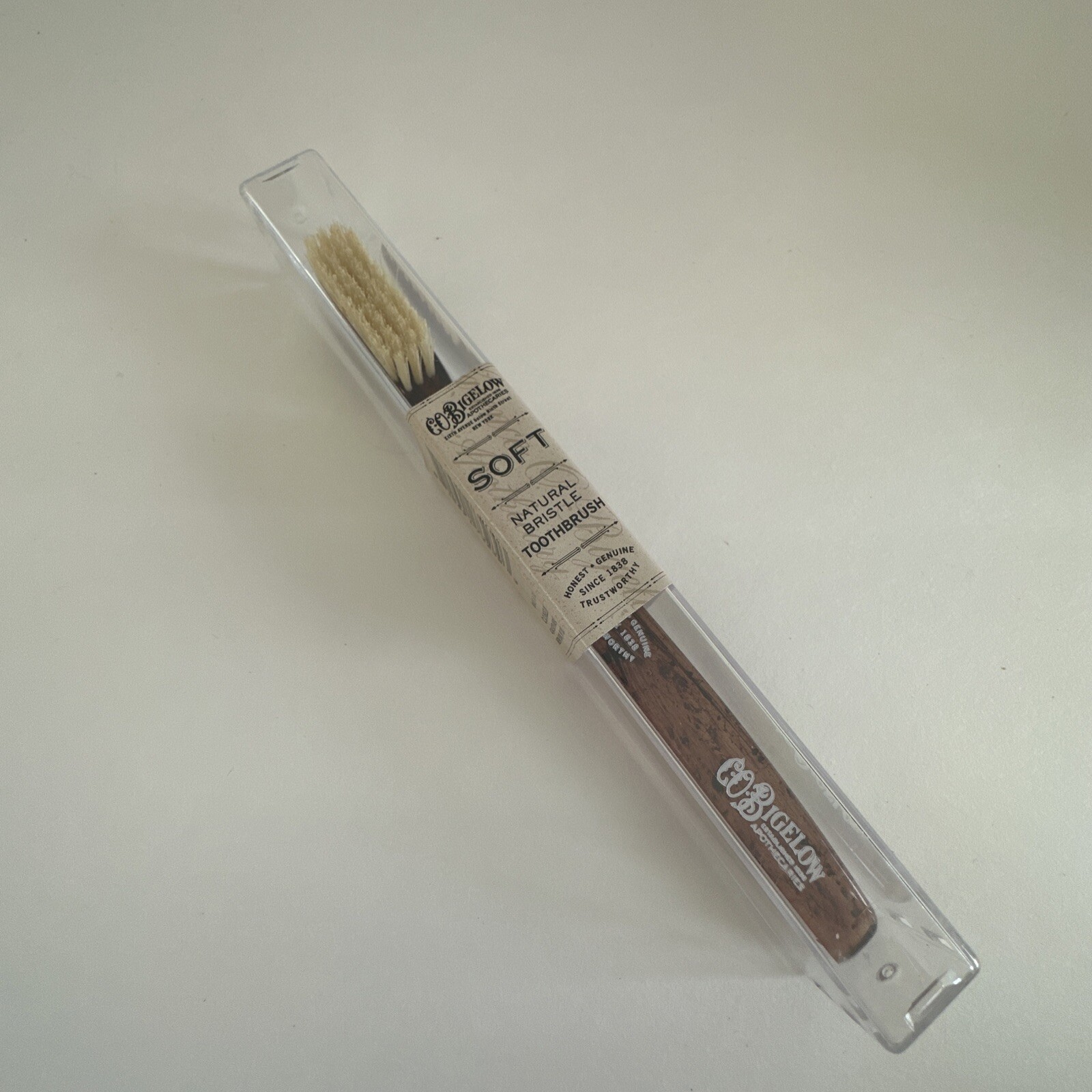 Natural Bristle Toothbrush by CO Bigelow Soft with Carrying Case