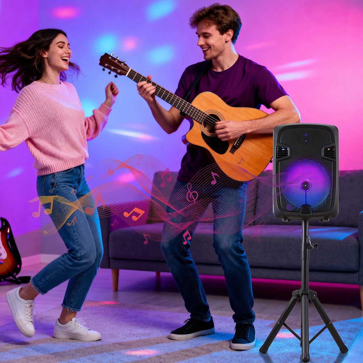 12'' 10000W Loud Large Party Speaker Bluetooth Heavy Bass Sound Party & Micphone