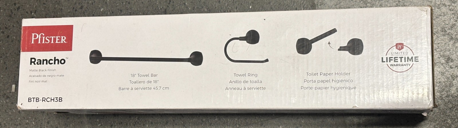 Pfister 3-Piece Rancho Matte Black Decorative Bathroom Hardware Set BTB-RCH3B