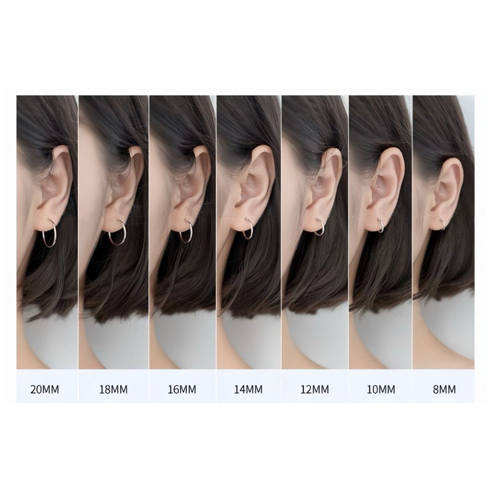 Solid 925 Silver Plain Hoops Earrings- Small Medium Sleep Wear Long Last Huggie