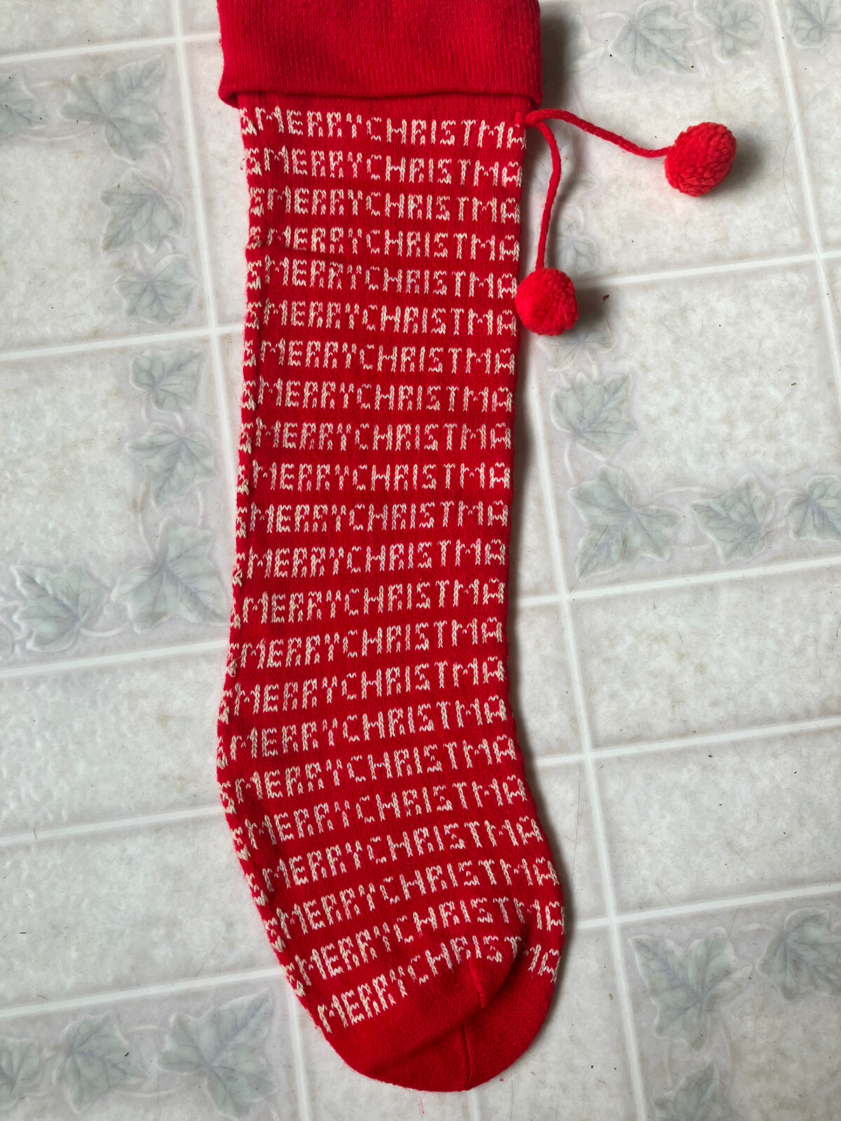 Vtg  1980s Christmas Stocking Merry Christmas  20.75" long