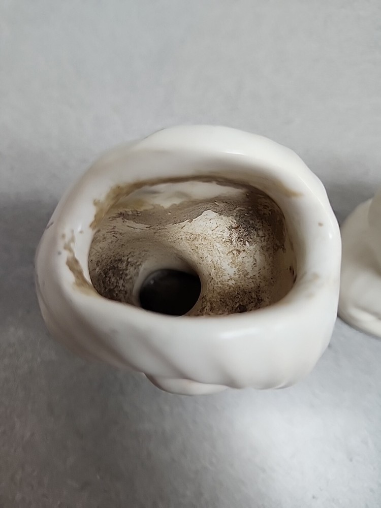 2 Small White Haeger Ceramic Seashell/Fan Looking Planters