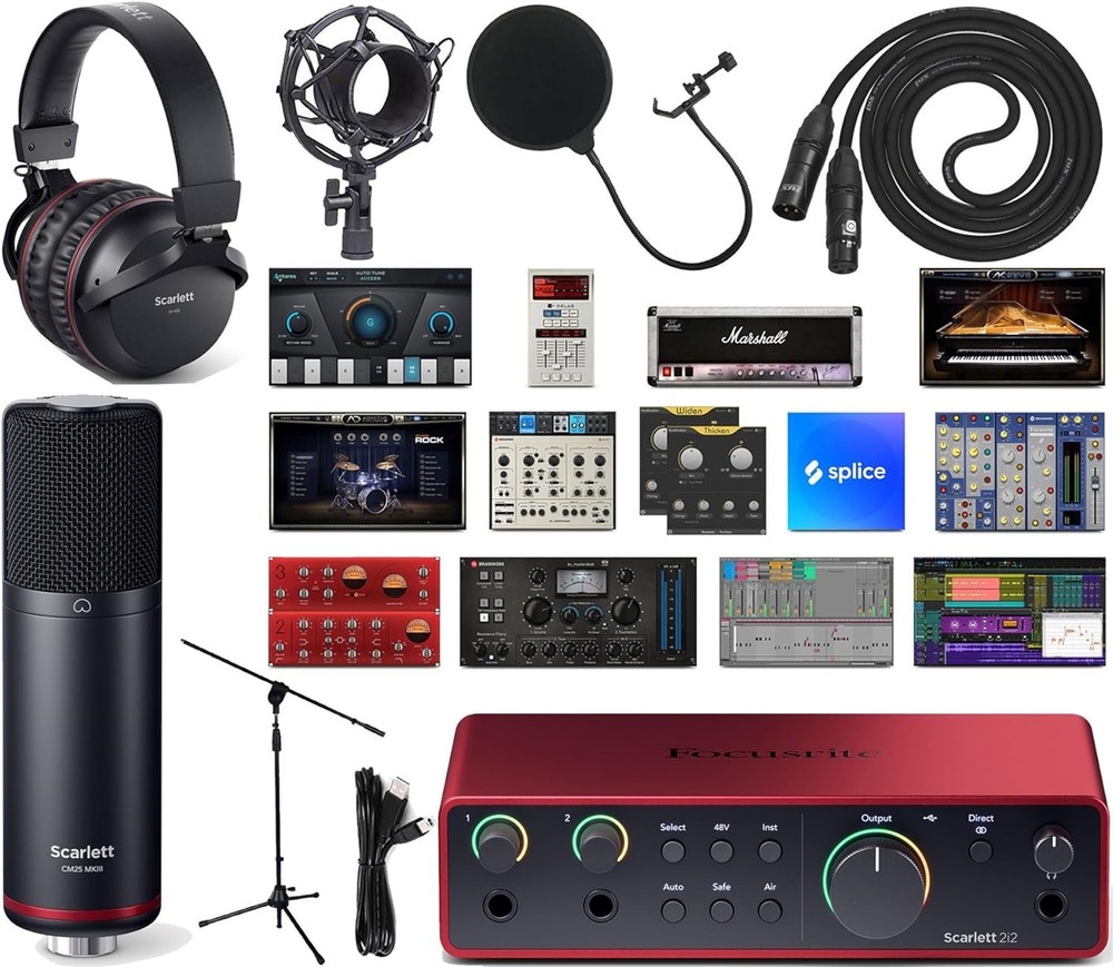 Focusrite Scarlett 2i2 4th Gen Studio Bundle: Pro Tools & Mic Setup