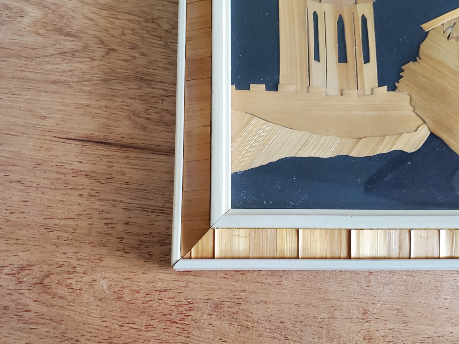 Mountain Scene Church Wall Art Hanging Decor Unsure Unusual Vintage Bamboo Inlay