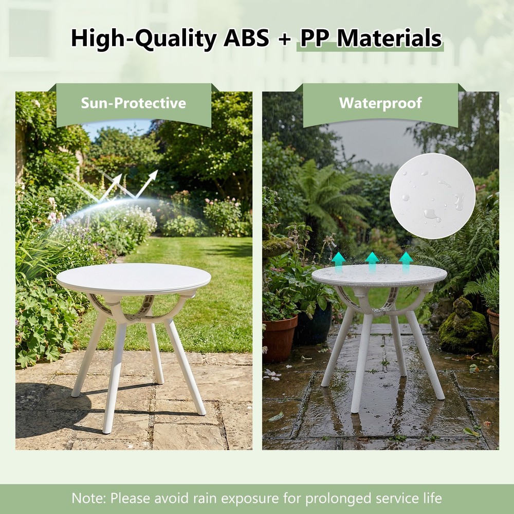 Outdoor Side Table, 20” Round Storage Side Table, Weather-Resistant End Table