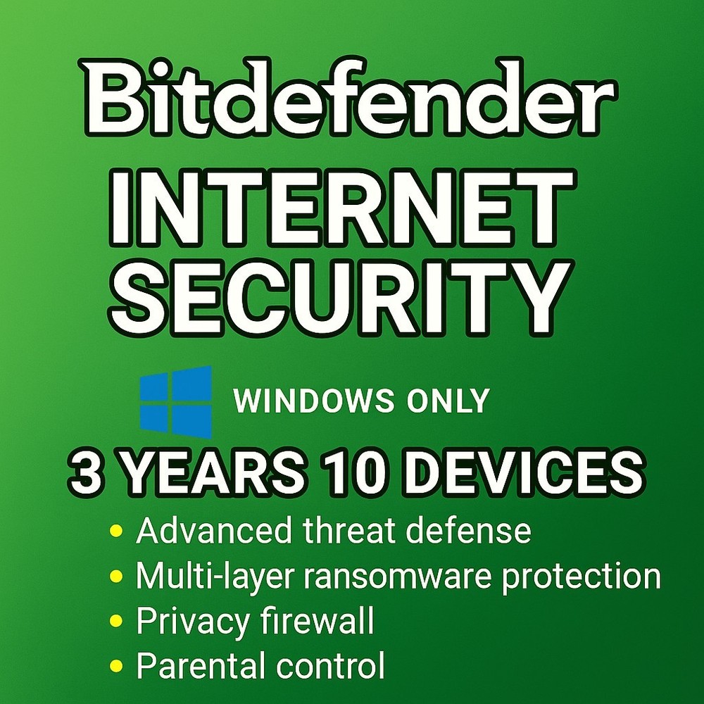 🔥 Bitdefender Internet Security 🔥3 Year | 10 PC's | Windows | Trusted Seller