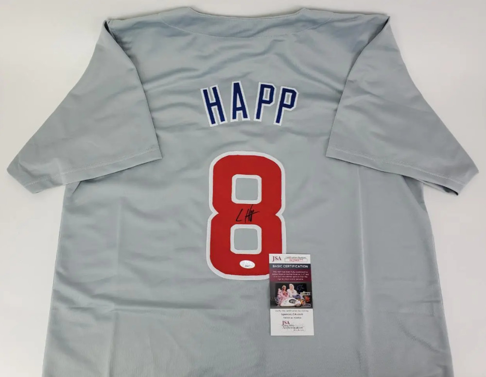 IAN HAPP Signed Chicago Cubs Custom Jersey (JSA Basic COA)