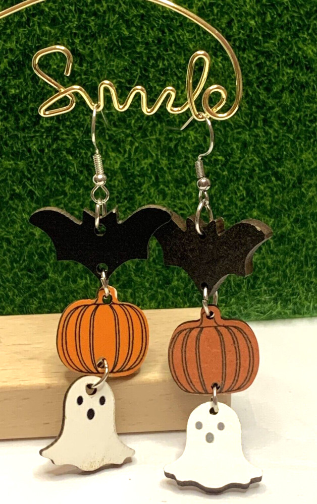 Witch Earrings, Halloween Earrings, Gift Idea, Fall Earring, Ghost Earrings, Bat