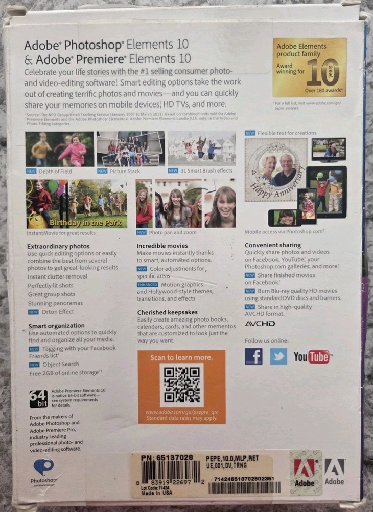 Adobe Photoshop Elements 10 and Adobe Premiere Elements 10 w/ Serial Numbers