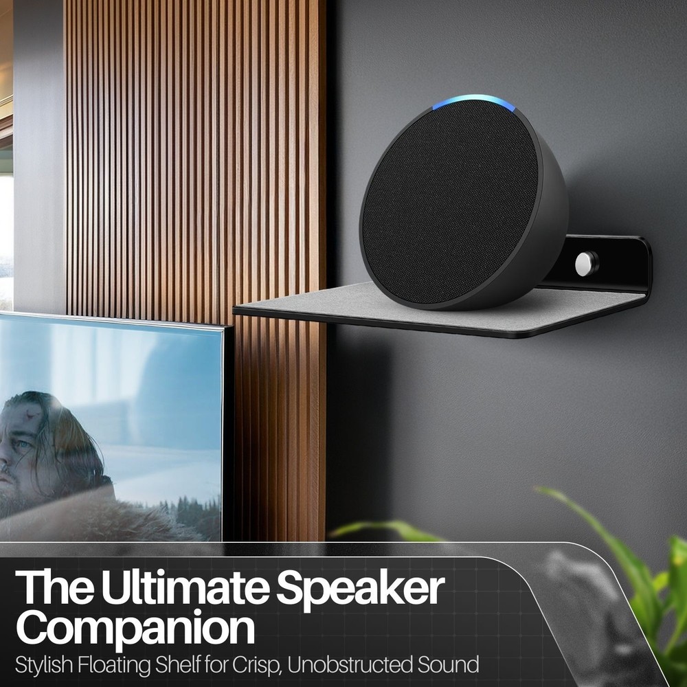 Small Floating Speaker Shelf Acrylic Wall Mount, 9 Inch (2 Pack, Black)