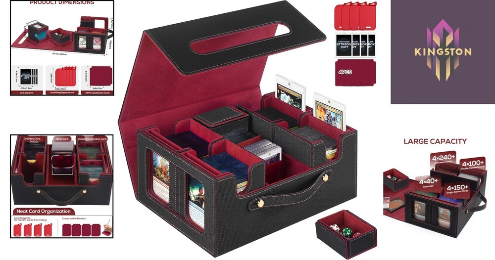 MTG Commander Deck Box - Magnetic Closure & 600+ Card Capacity Storage Case