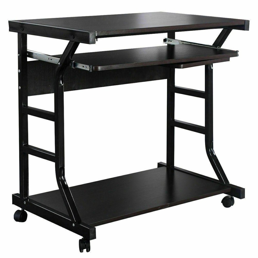 Computer Desk Laptop Table Workstation Home Office Writing Table w/Rolling Wheel