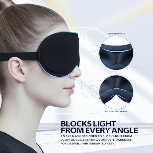 Ultra-Thin 3D Sleep Mask – Precision-Fit Light-Blocking Eye Mask for Side Black