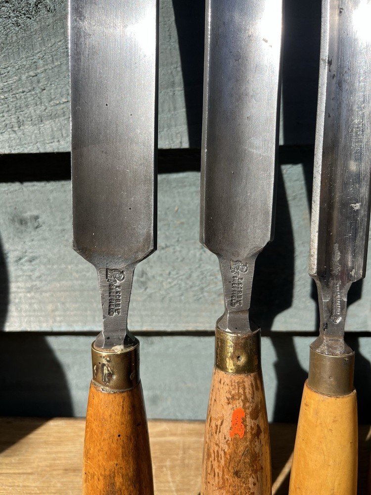 Set Of Vintage Paring Gouges By Sorby & Marples Patternmakers Carpentry Tools