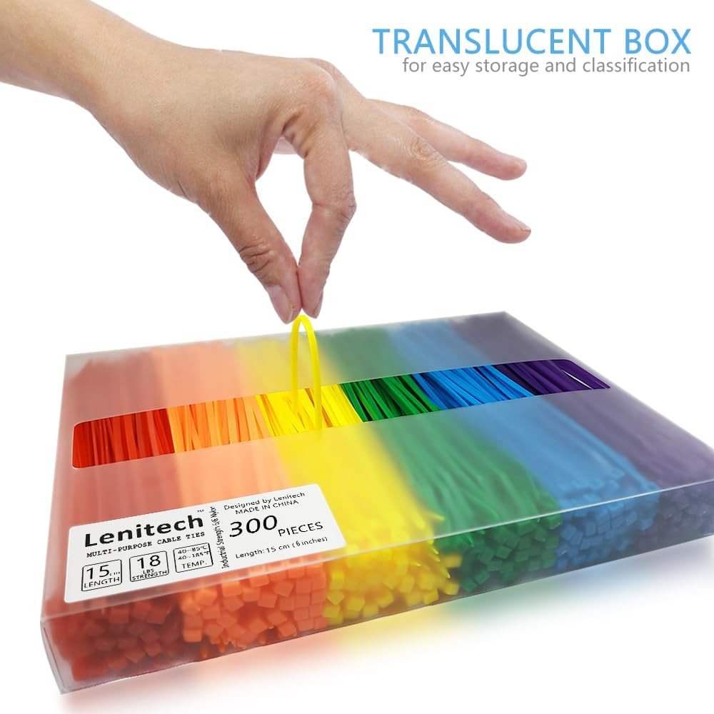 6 Inches 300 Pcs Multi-Purpose Cable Ties, Assorted Colored