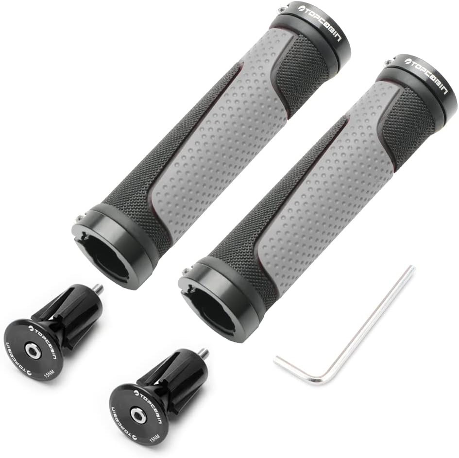 Bicycle Grips,Double Lock on Locking Bicycle Handlebar Grips Rubber Comfortable