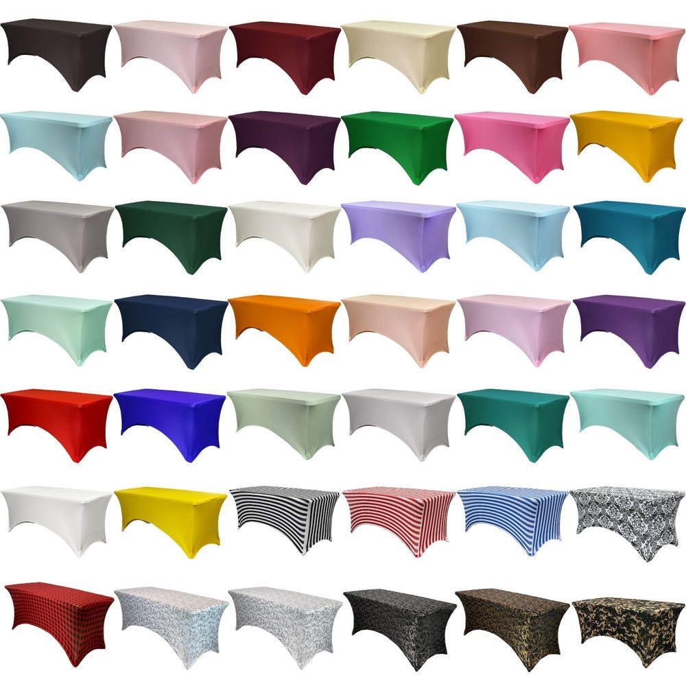 6 ft Rectangular Fitted Spandex Tablecloths, Party Folding Elastic Table Covers