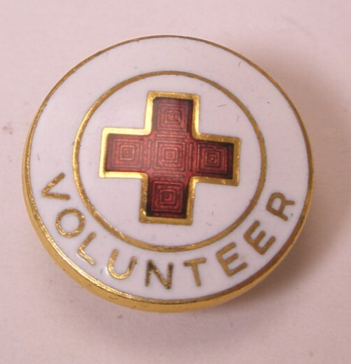 Red Cross Volunteer Vintage Tie Tack Lapel Pin safety v05