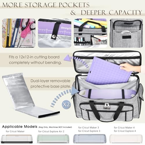 Rolling Carrying Case for Cricut Maker & Explore - Double-Layer Storage Bag with