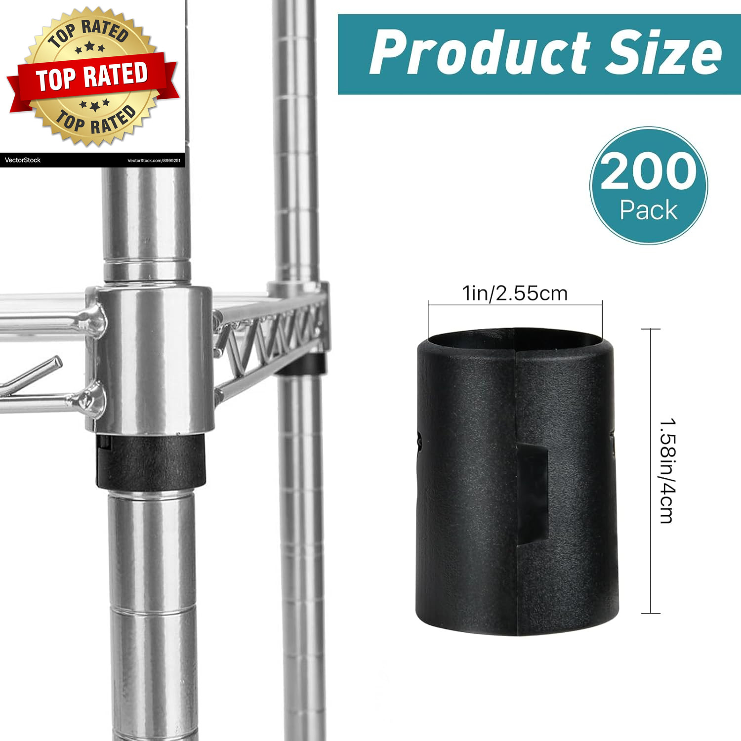 200 Pack Wire Shelving Shelf Lock Clips, 1 Inch Wire Shelf Clips for Post