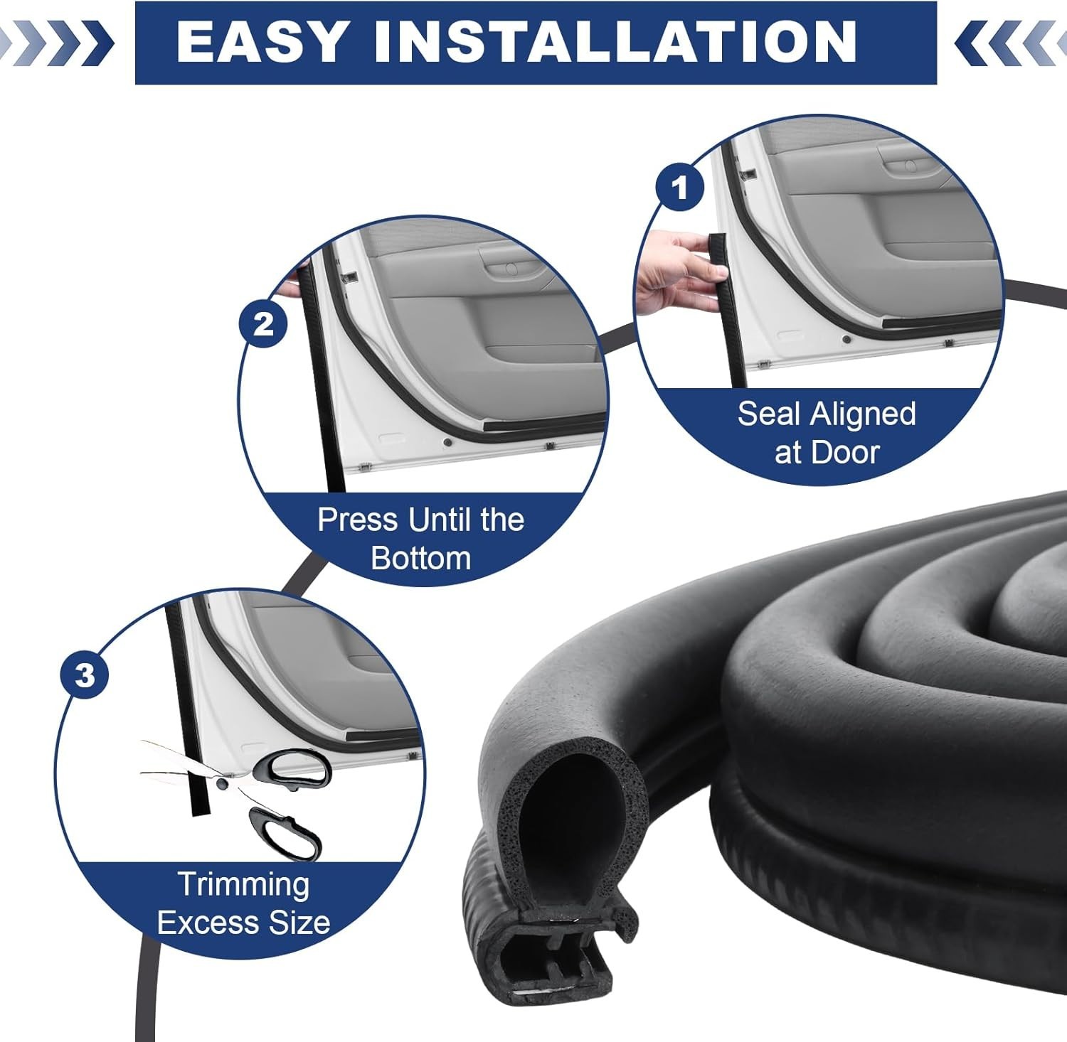 25Ft Multi-Purpose Door Weather Stripping - Noise Reduction & Easy Installation