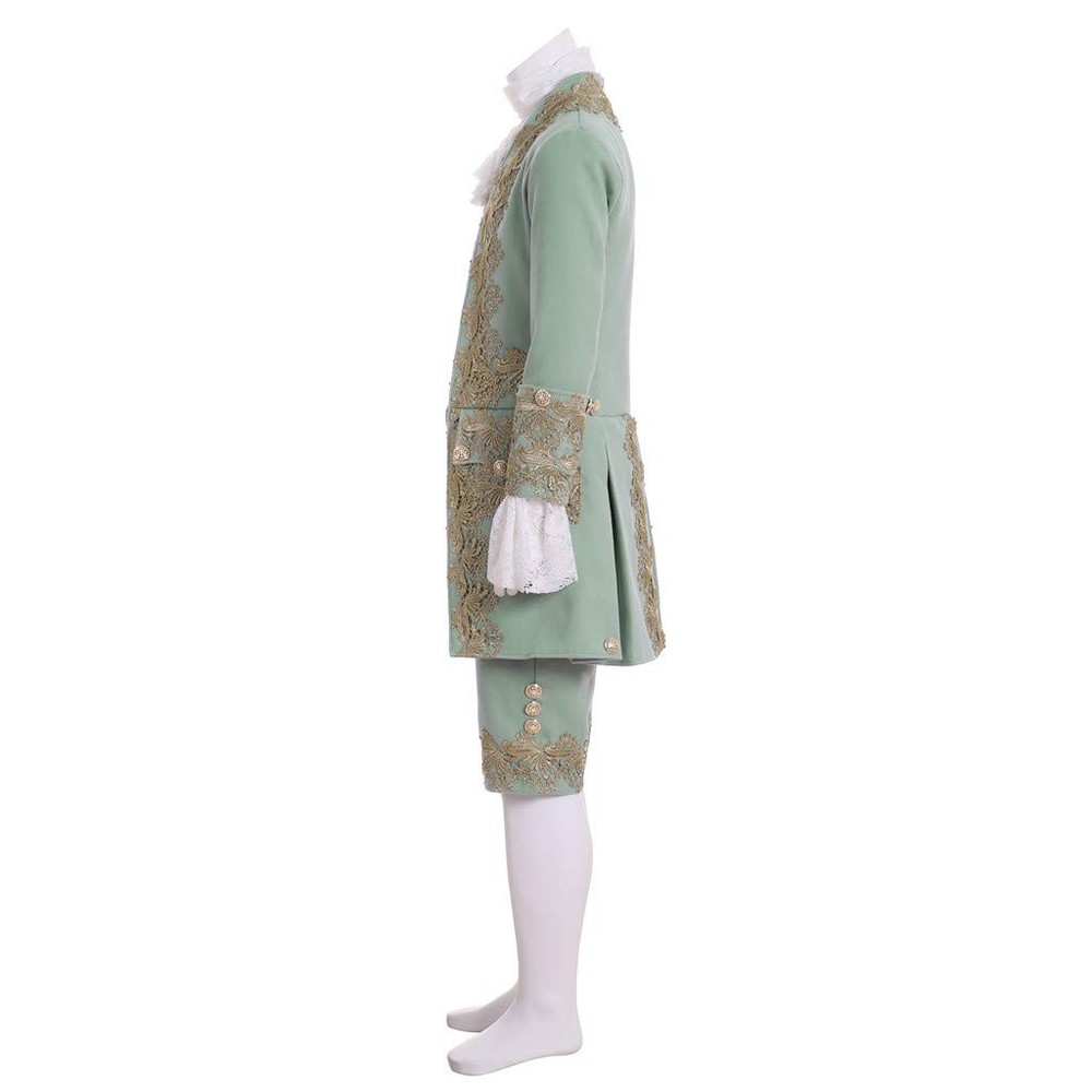 Victorian Costume Men Rococo Suit Jacket Vest Small, Light Green