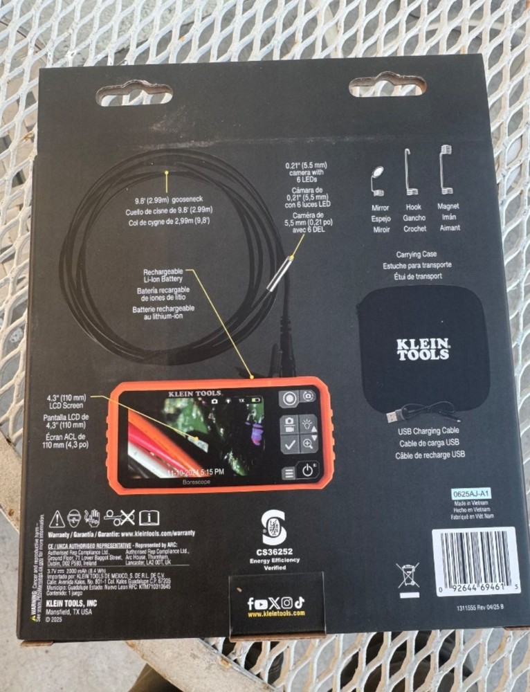 Klein Tools 4.3" LCD Borescope Inspection Camera w/ LED Light NEW Sealed