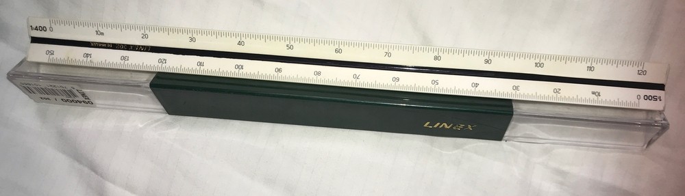 Linex 311 Triangular Graphics Engineering Drawing ruler in original case Vintag