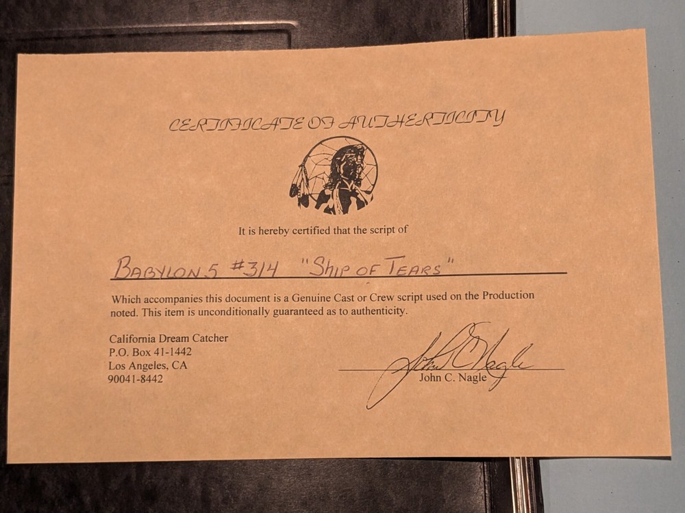 Babylon 5 Original Production Script ~ Ship of Tears