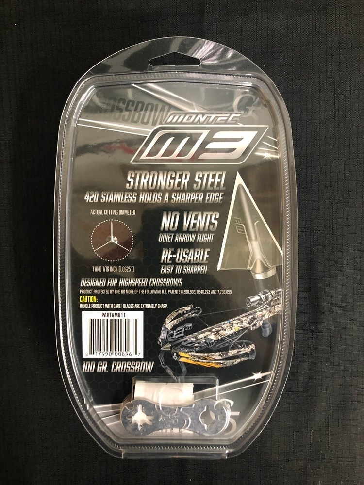 G5 Montec M3 Solid Crossbow 3 Pack 100 Grain Broadheads BRAND NEW
