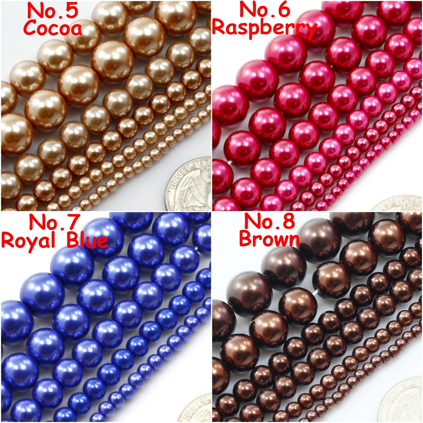 High Quality Glass Pearl Round Spacer Loose Beads 3mm 4mm 6mm 8mm 10mm 12mm 15"