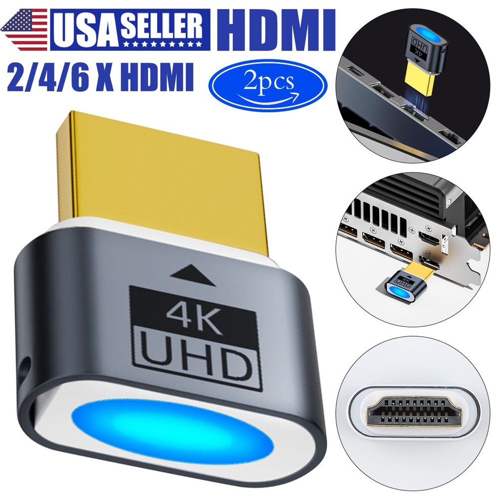 New 4K HDMI Dummy Plug Virtual Display Headless Adapter EDID Emulator for PC Mac