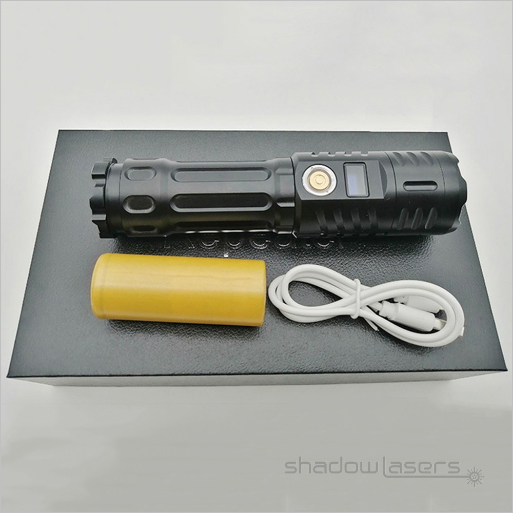 Adjustable Focus 450nm Blue Laser Pointer Visible Laser Beam Flashlight +Al Case