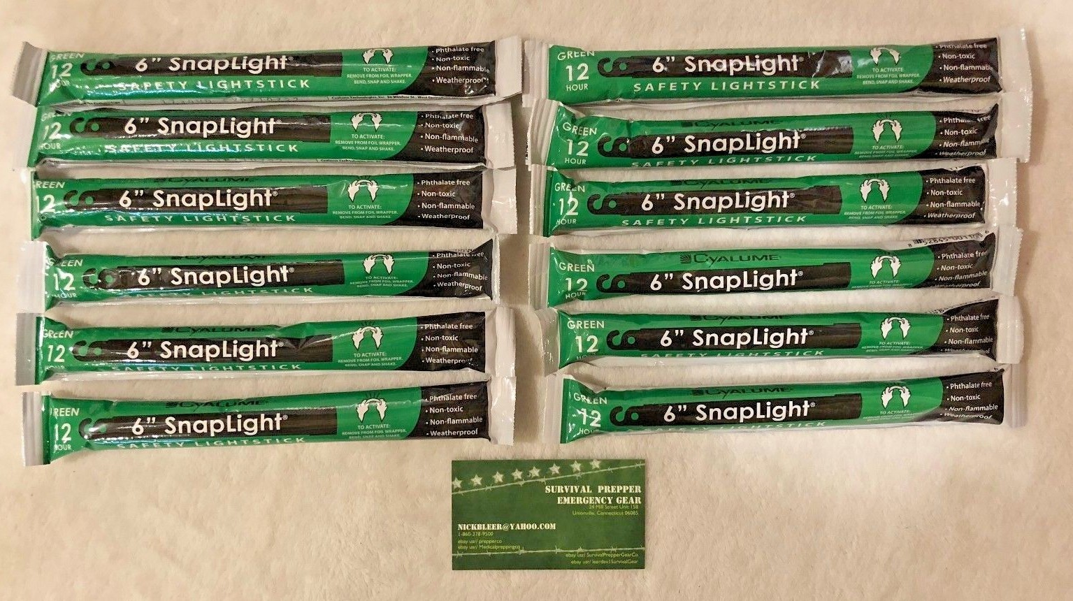 Lot 12 Cyalume Military Light Sticks Green 6" 12 HR Prepper Survival EXP 2027