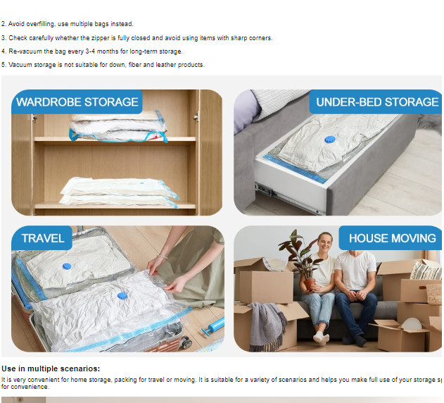 5 Jumbo Vacuum Storage Bags Travel Space Saver Organizer