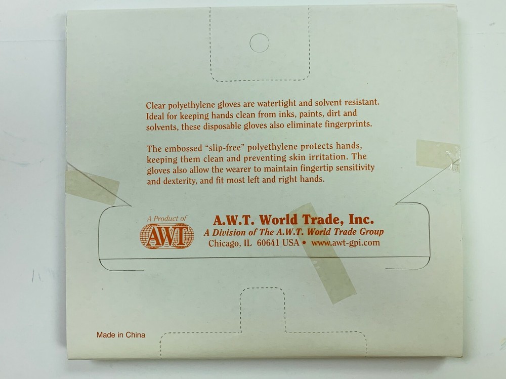 200 PCS A.W.T. Disposable Clear P.E. Gloves, Lightweight, Medium (M), PGS-100