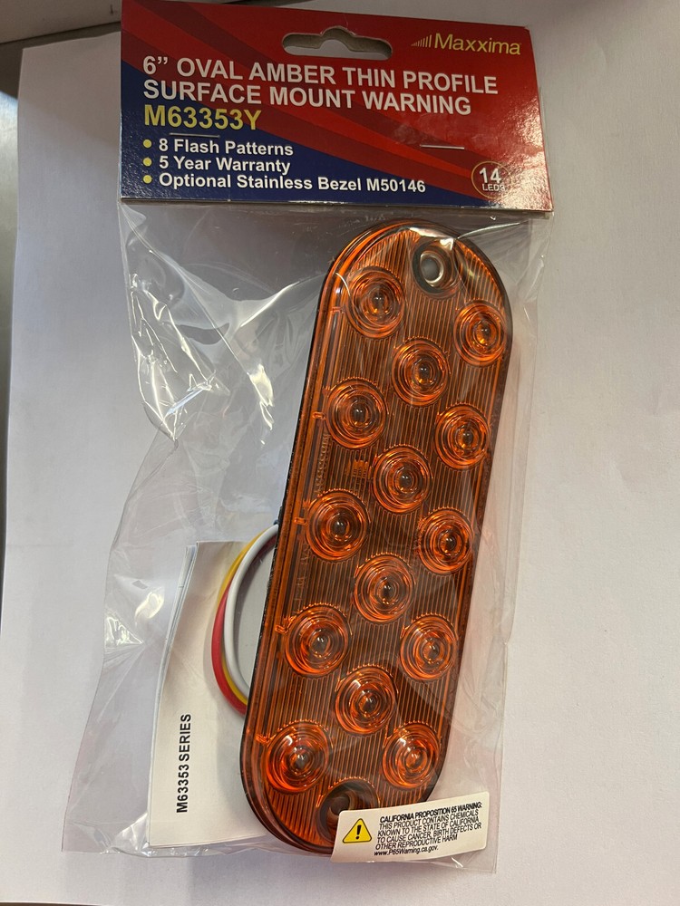 MAXXIMA M63353Y 6" Oval Thin Profile Surface Mount LED Class 1 Warning Strobe