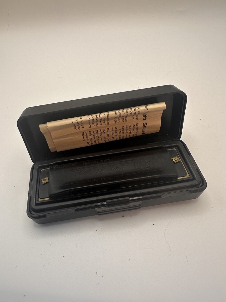 Vintage Old Black Hohner Pro Harp Harmonica D