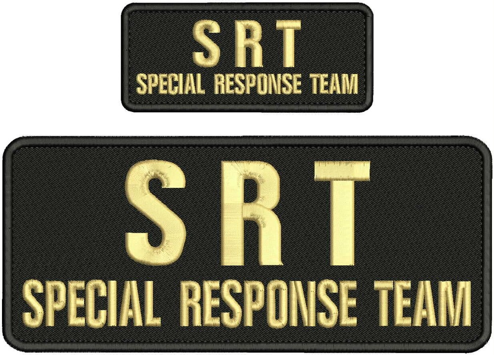 SRT SPECIAL RESPONSE TEAM EMBROIDERY PATCH 4X10 AND 2X5 VELCR@ ON BACK