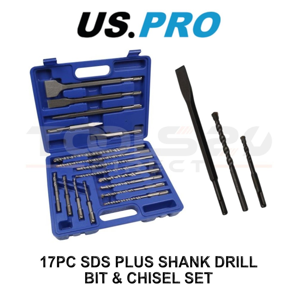 US PRO Tools 17PC SDS Plus Shank Drill Bit & Chisel Set 7208